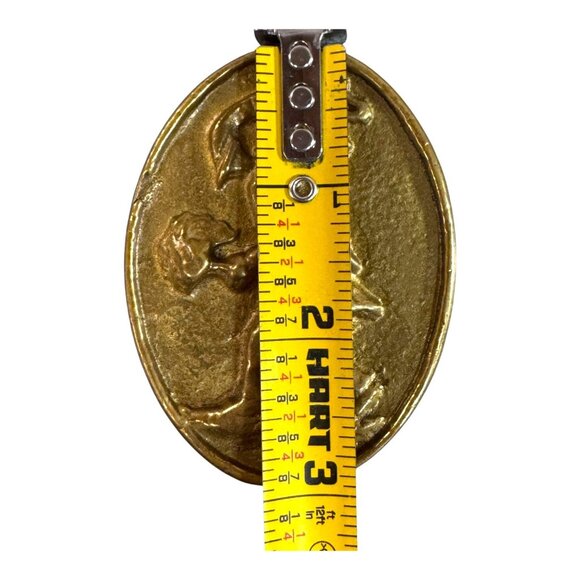 Vintage 3" x 2" Brass Fire Association Horn Blower Alarm Fire Mark Plaque Medal - Picture 4 of 6